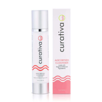 Curativa Age Defied Cleanser with organic ingredients, 4 oz bottle and packaging, anti-aging skincare product.