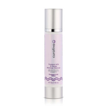 Coconut Milk and Honey Moisture Cleanser bottle, 4 fl oz, by Curativa, featuring natural ingredients, soothing skincare.