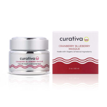 Cranberry Blueberry Masque by Curativa, organic skincare product, 2 oz jar with packaging, natural ingredients.